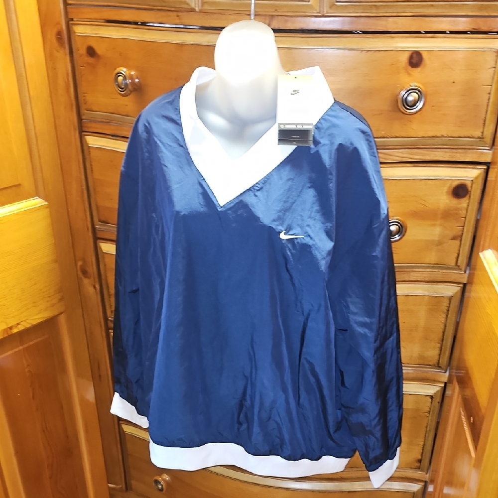 Nike Navy and White V-Neck Jacket